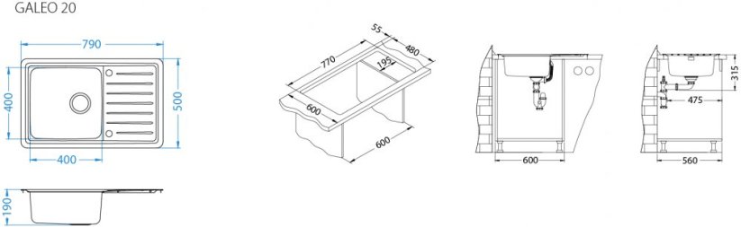 Alveus GALEO 20 SAT 790x500x190 mm