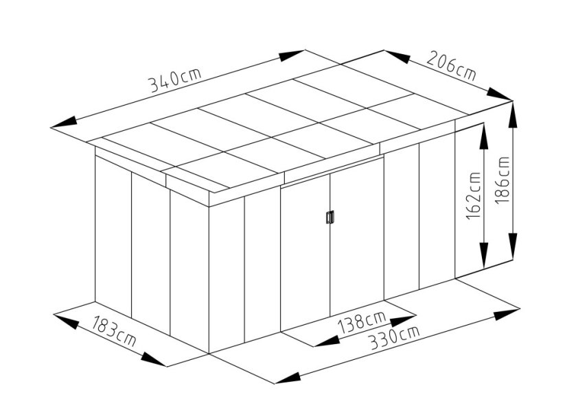 Zahradní domek G21 GRAH 700 - 340 x 206 cm, antracitový