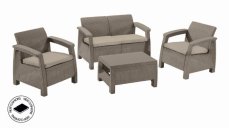 Zahradní nábytek Keter Corfu set dvousedačka + dvě křesla + stůl cappuccino, poškozený obal