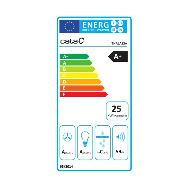 Komínová digestoř Cata THALASSA A+ TC 600 Nerez / Černé sklo