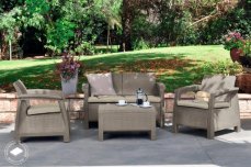 Zahradní nábytek Keter Corfu set dvousedačka + dvě křesla + stůl cappuccino, poškozený obal
