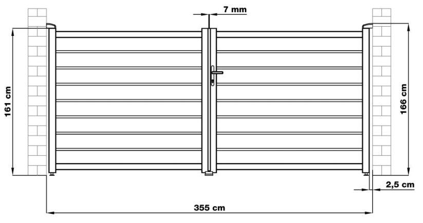 Brána G21 Reno 350x158 cm dvoukřídlá, antracitová