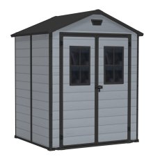 Zahradní domek Keter MANOR 6 x 5 DD světlě šedý, černá střecha, s podlahou