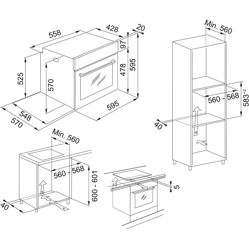 Vestavná trouba Franke FSL 86 H BK Smart Linear Černé sklo